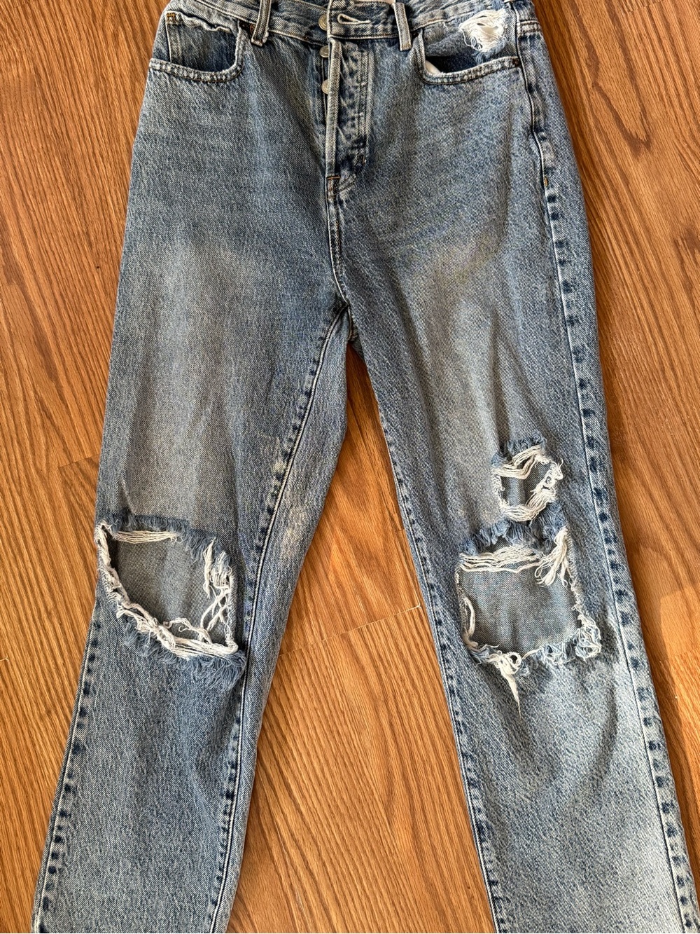 PacSun Light Blue Straight Leg Distressed Jeans
